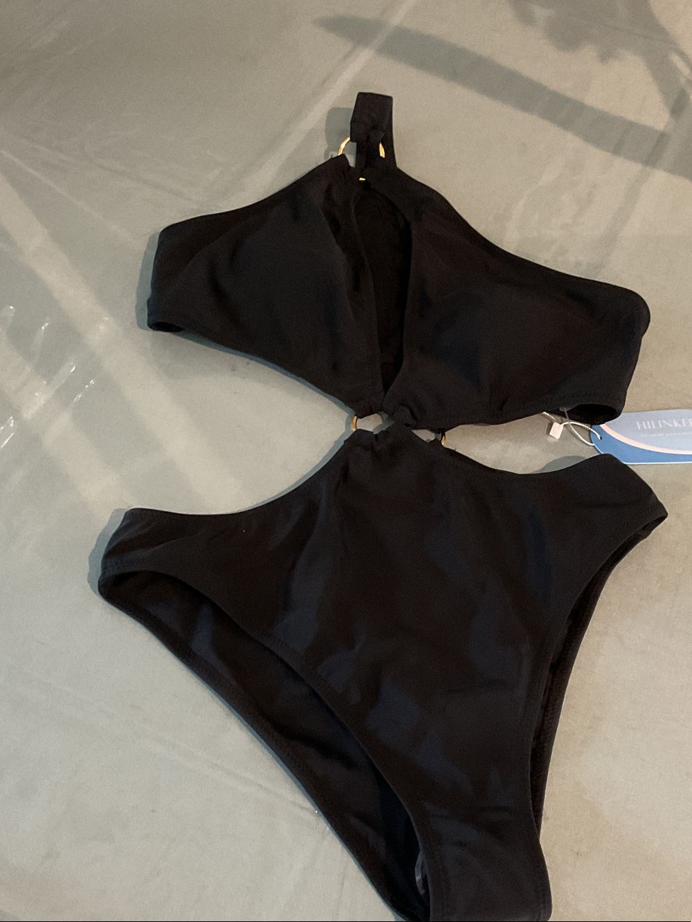 HILINKER One piece, black with gold rings, size S, NWT